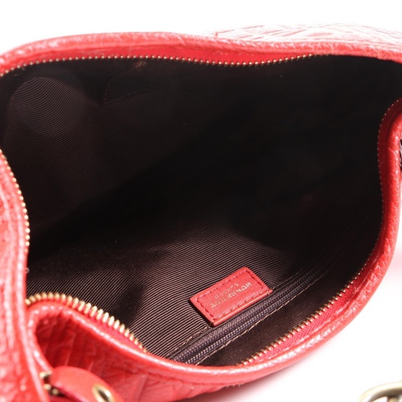 Burberry Red Embossed Hobo With Chain Strap - Picture 10 of 13